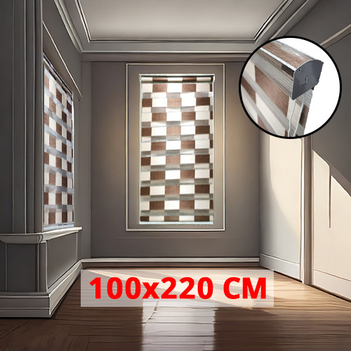 (100*220cm Brown Coffee with Beige) High Quality Window and Door Roller Blind