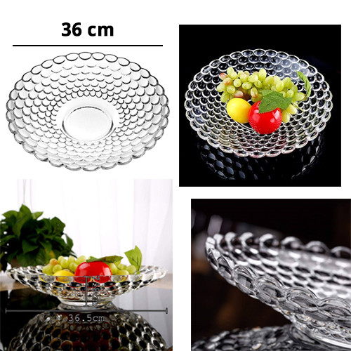 1Pcs Glass Fruit Bowl Plate For Dining Table Beautiful Crystal Decoration Serving