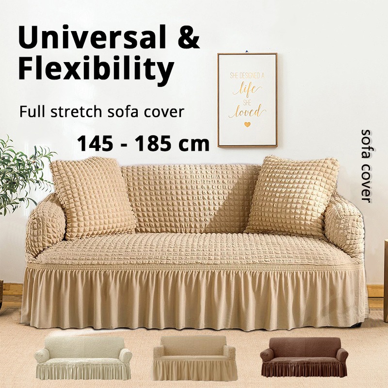 1Piece+145x185CM+2+Seater+Bubble+Stretch+Sofa+Cover+Elastic+Cover+with+Skirt+Living+Room+Decoration