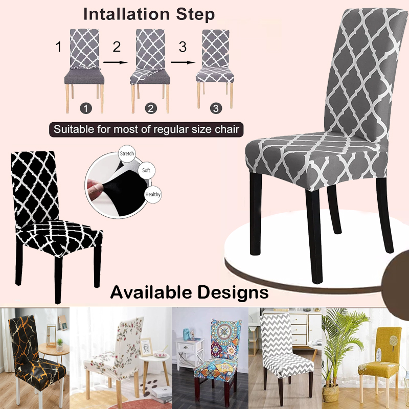 1pc+Geometric+Pattern+Black+Dining+Room+Chair+Cover%2C+Modern+Polyester+Stretchy+Dining+Chair+Slipcover+For+Dining+Room%2C+Part