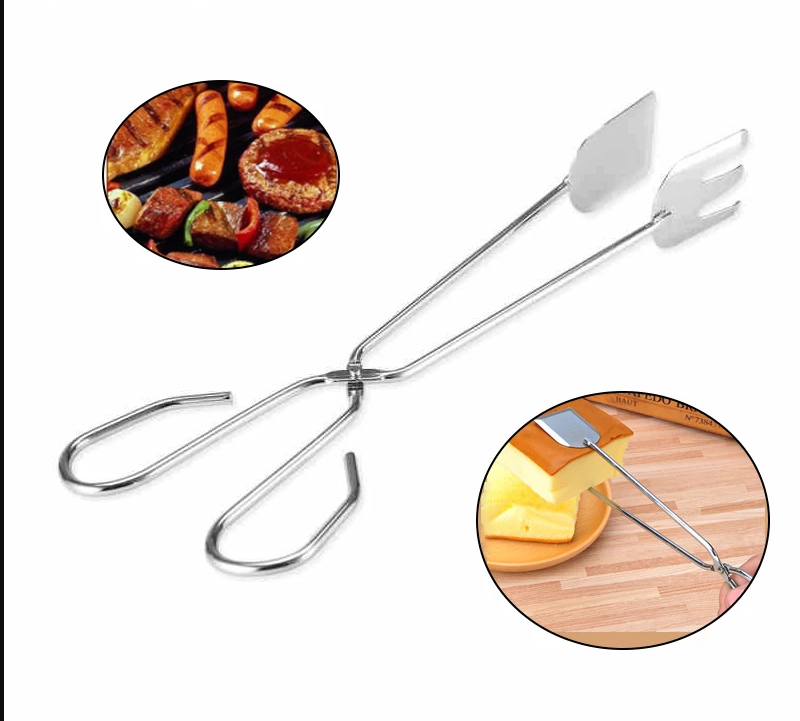 32cm+stainless+steel+food+cake+barbecue+scissors+style+Tong+Clip+clamp