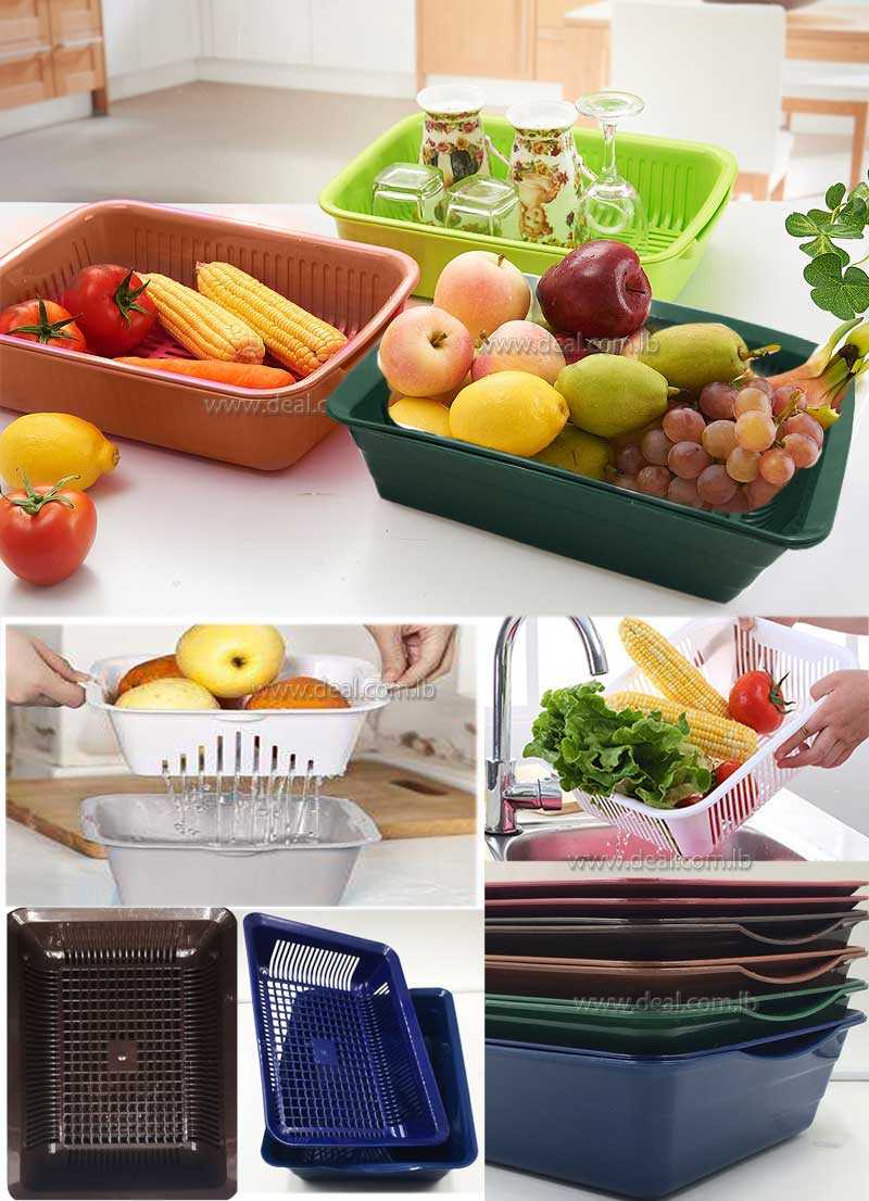 Basket Of Fruits And Vegetables Double Layer Plastic Drip Basket Of Fruits And Vegetables Double Layer Plastic