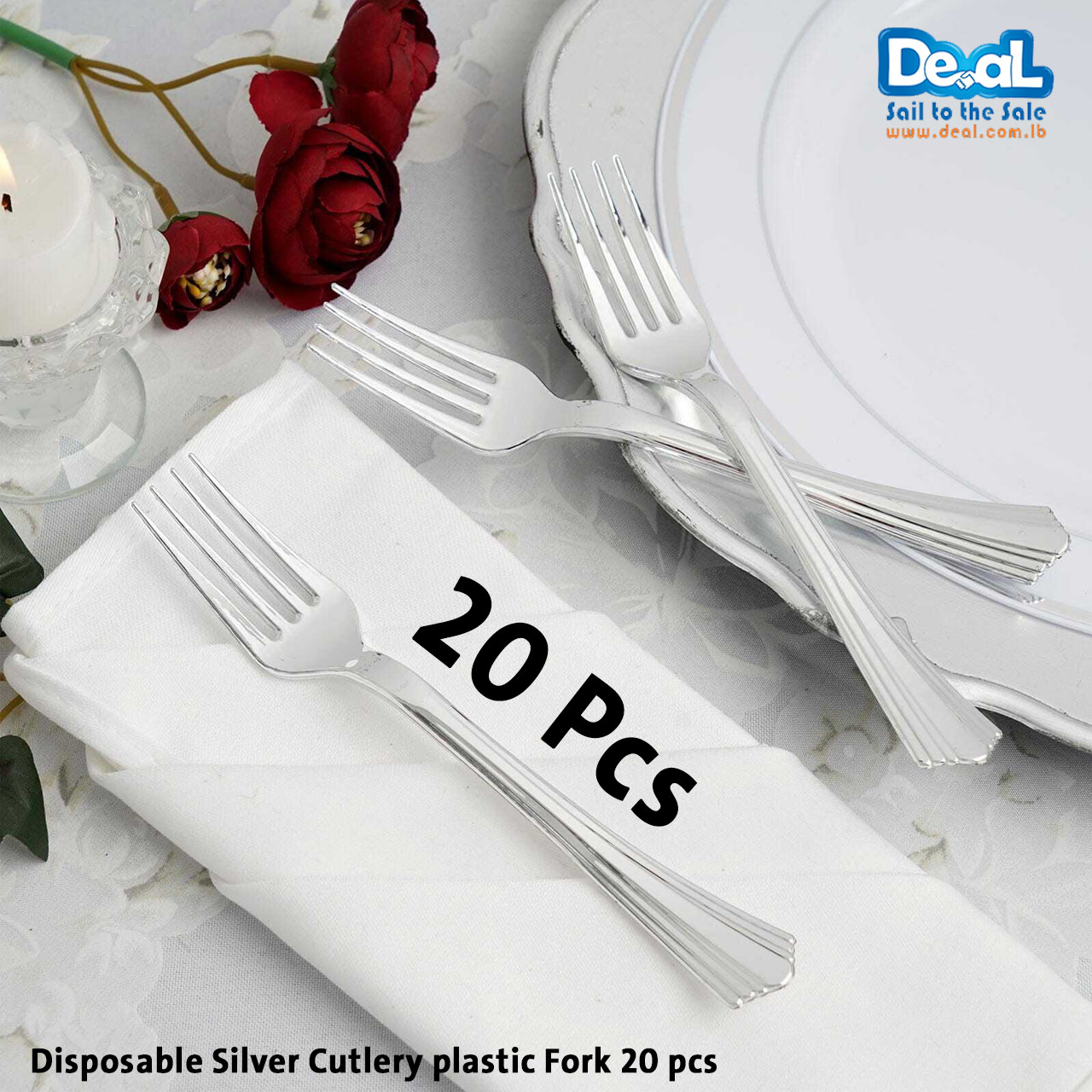 Disposable+Silver+Cutlery+plastic+Fork+20+pcs