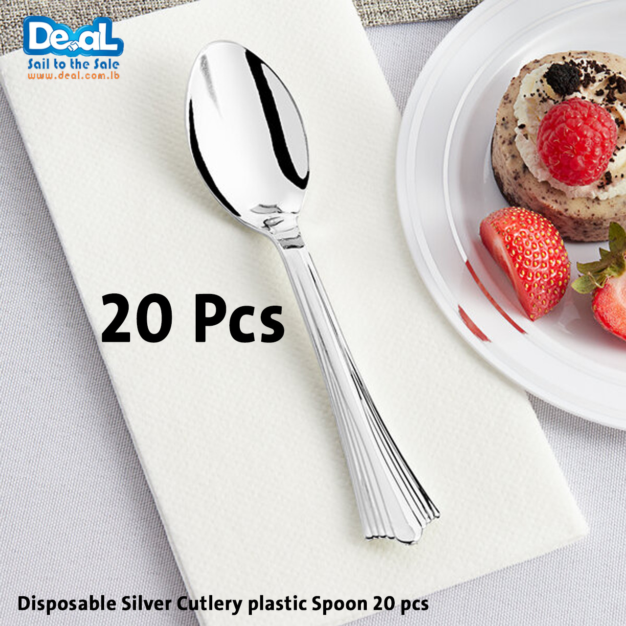 Disposable+Silver+Cutlery+plastic+Spoon+20+pcs