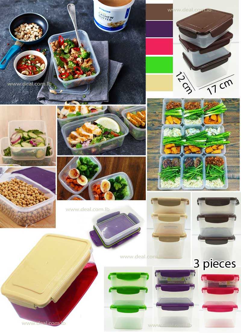 Food Storage Plastic Container Set Of 3 Pieces With Snap Locking Food Storage Plastic Container Set Of 3 Pieces