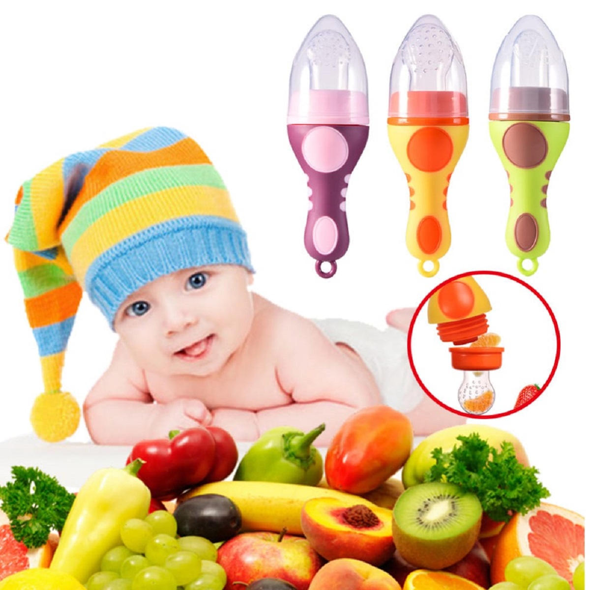 Fresh food Feeder nibbler Silicone Baby Fruit Pacifier with cover