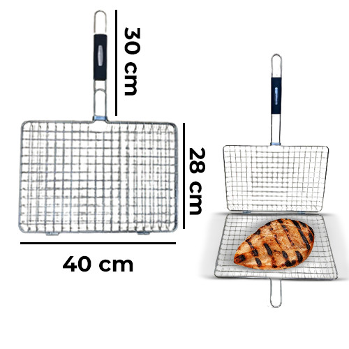 High Quality Portable Folding Stainless Steel Grill Basket With Thick Handle ,Chicken BBQ,Vegetable,Fish Grilling Basket