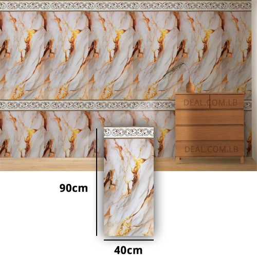 Ivory & Caramel Color Marble Design Wall Sticker Foam Self Adhesive For Wall Decor (40X90cm)
