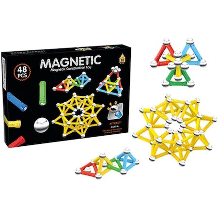 Magnetic+Construction+Toy+Set+48Pcs