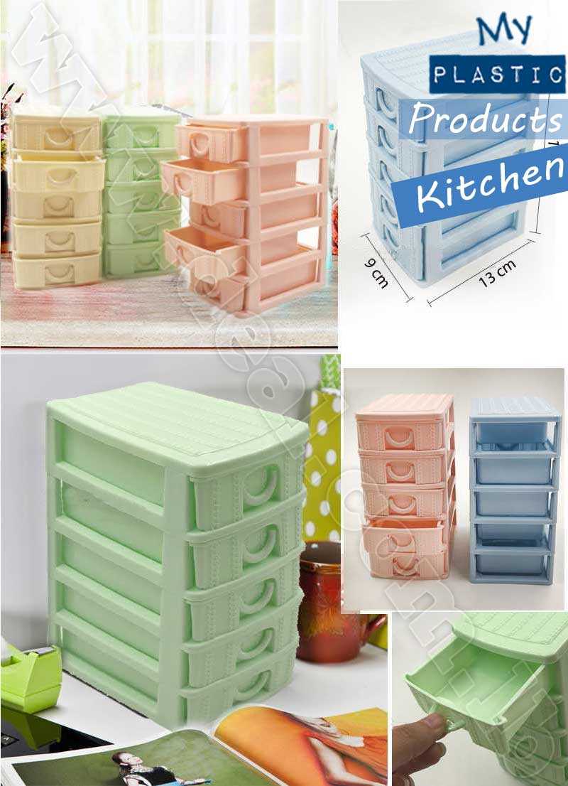 Mini 5 Drawer Organizer Plastic Desk Drawers Jewelry Storage Box