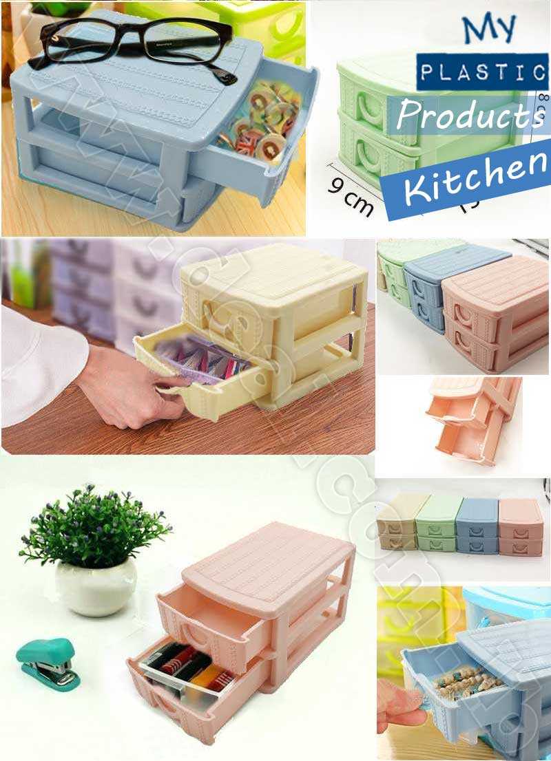 Mini 2 Drawer Organizer Plastic Desk Drawers Jewelry Storage Box