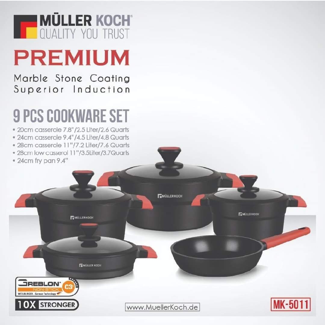 Muller+Koch+9+Pcs+Premium+Cookware+Series+Set