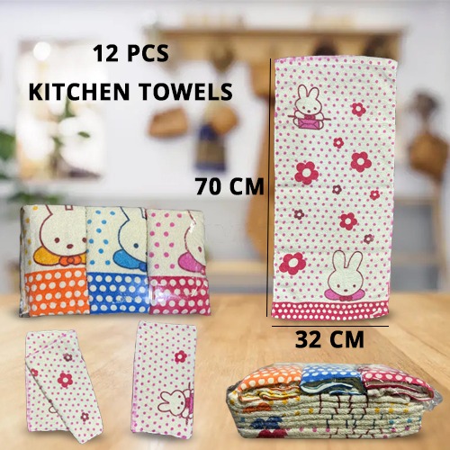Pack+Of+12+Pieces+Multipurpose+%26+Multicolor+Kitchen+Towels