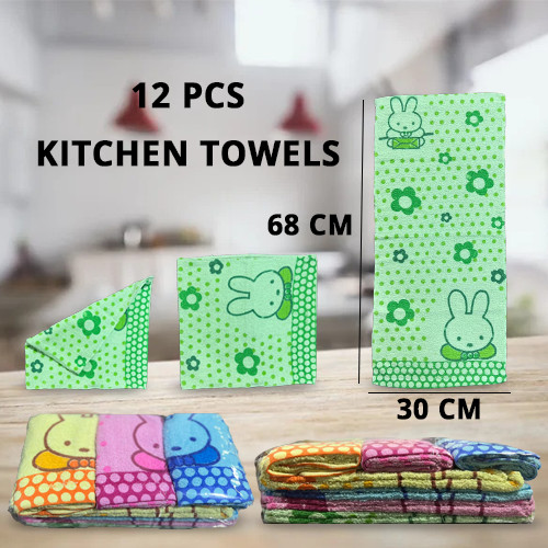 Pack Of 12 Pieces Multipurpose and Multicolor Kitchen Towels