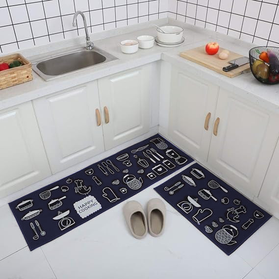 Pack Of 2 Kitchen Rug Mat  Anti-Slip Soft, Washable, Printed Designer for Floor Kitchen Room,Home