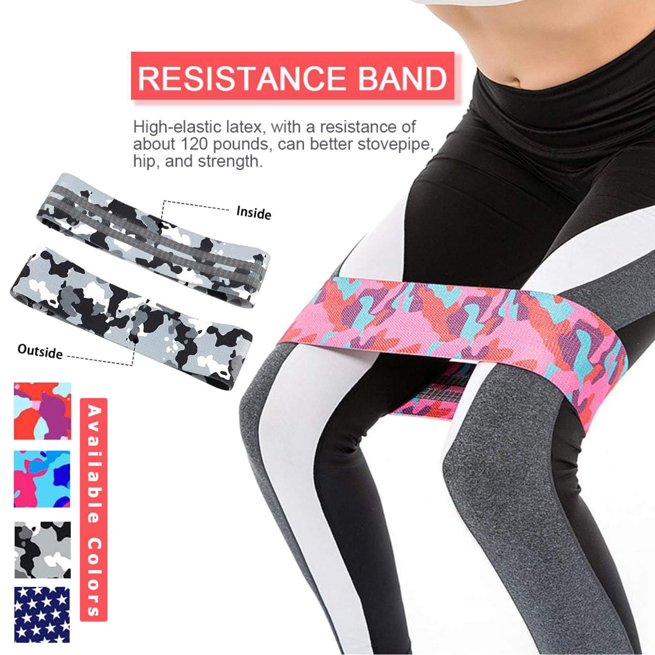 Power Hips Fitness Resistance Bands Yoga Workout Glutes Leg