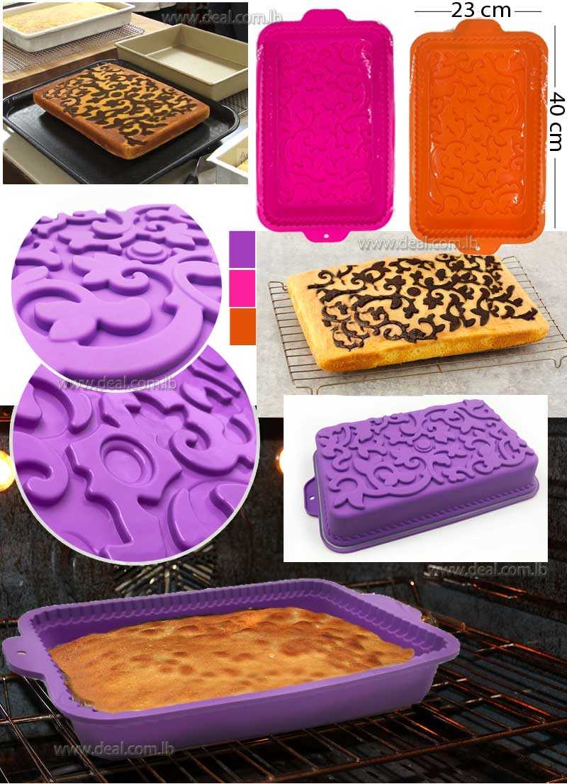 Rectangular Large Lace Design Silicone Cake Mould