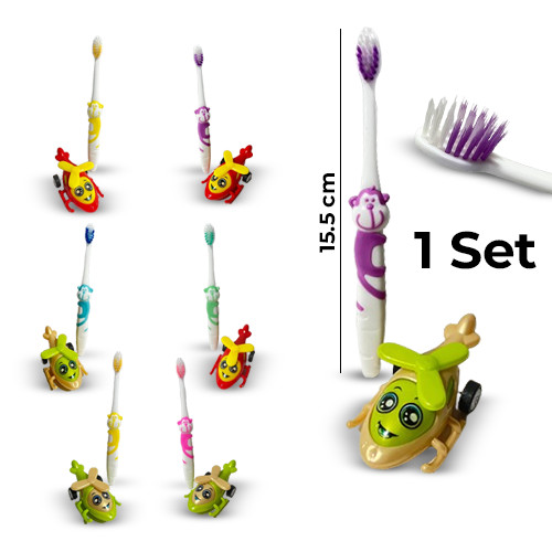Set Of Children Soft Toothbrush With Plastic Toy Helicopter