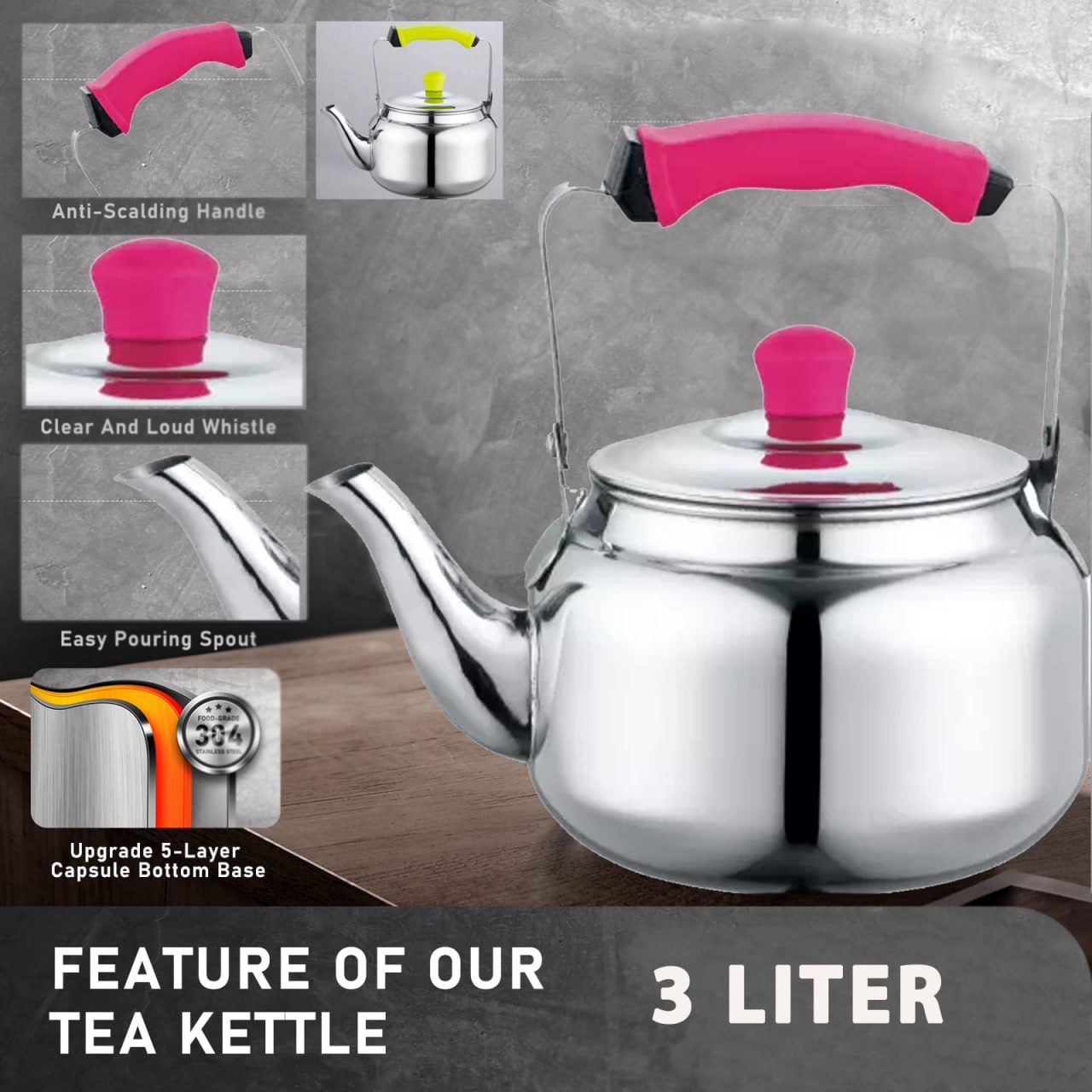 Tea Kettle Stainless Steel 3L