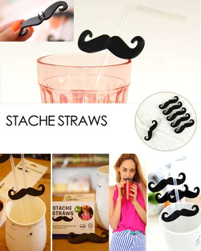 4 Pcs Stache straws Mustache Party tubes