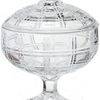 Delisoga+Decorative+Crystal+Glass+Candy+Dish+Bowl+With+Cover+Lid