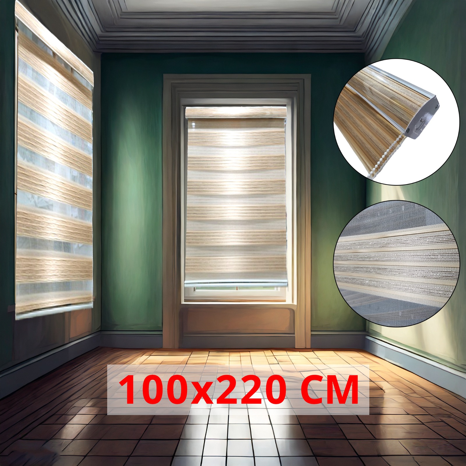 (100*220cm Glossy Beige ) Modern 3D Style Window and Door Roller Blind