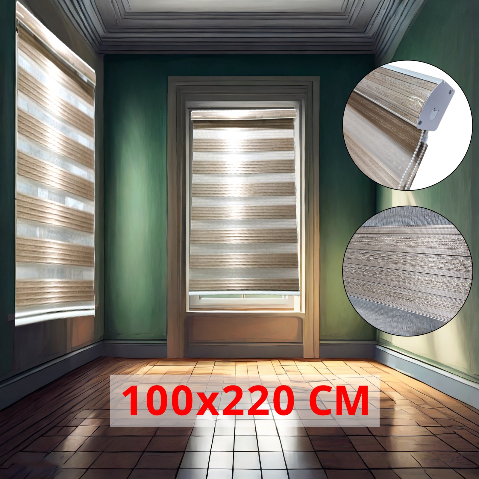 (100*220cm Glossy Brown ) Modern 3D Style Window and Door Roller Blind