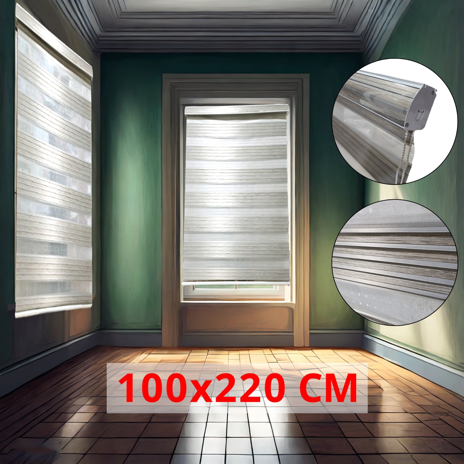 (100*220cm Glossy Grey ) Modern 3D Style Window and Door Roller Blind
