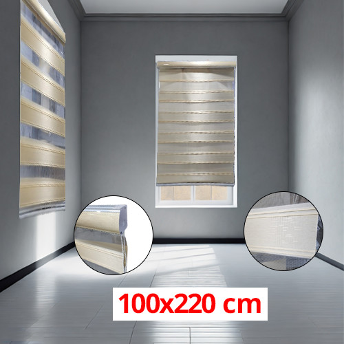 (100*220cm Light Beige) Modern 3D Style Window and Door Roller Blind