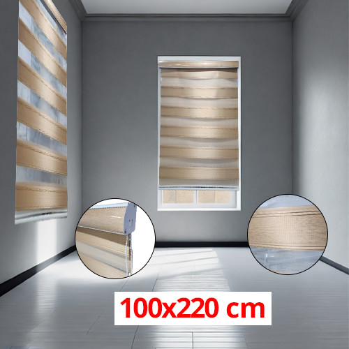 (100*220cm Light Brown) Modern 3D Style Window and Door Roller Blind