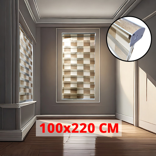 (100*220cm Light Brown with Beige) High Quality Window and Door Roller Blind