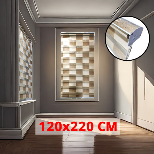 (120*220cm Light Brown with Beige) High Quality Window and Door Roller Blind