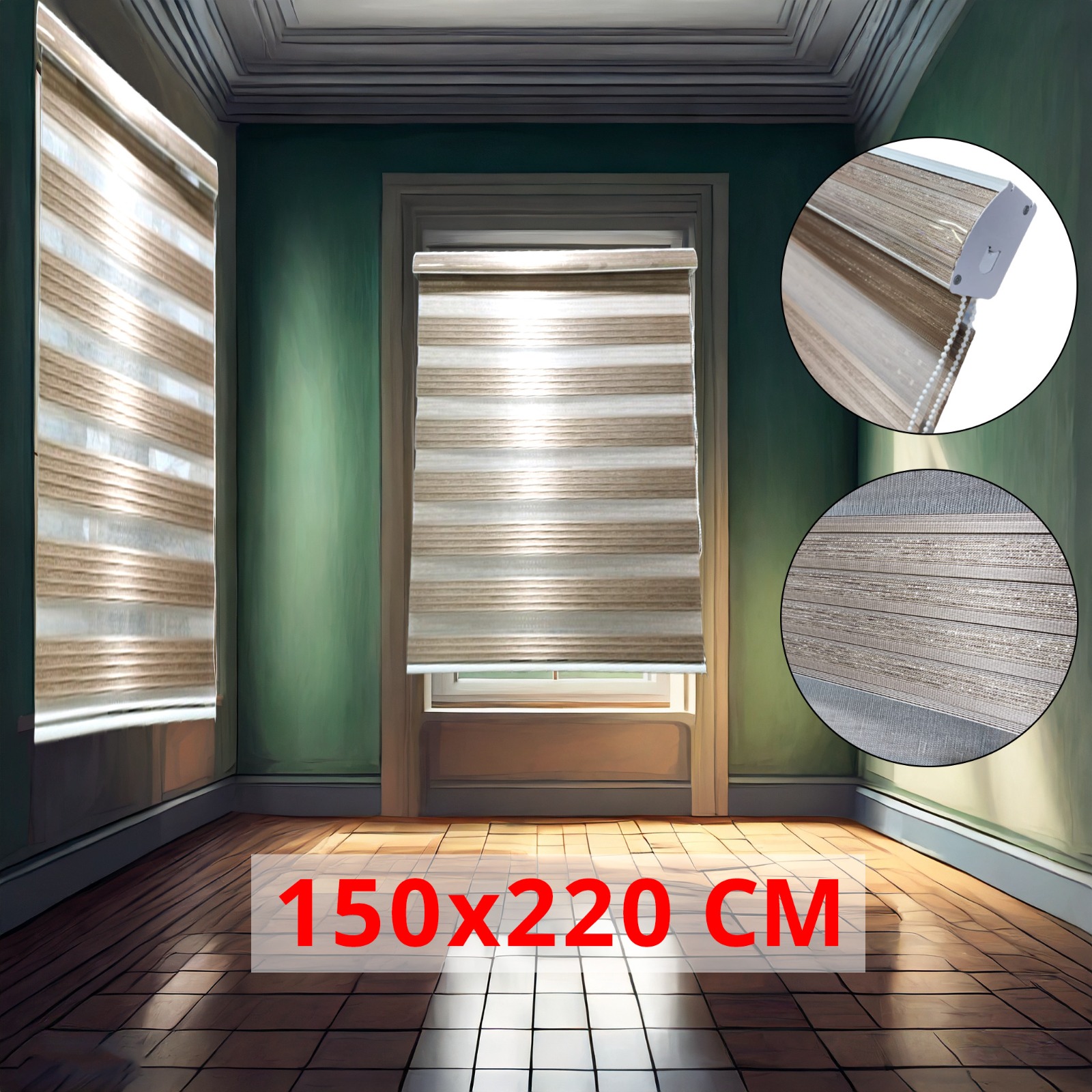%28150%2A220cm+Glossy+Brown+%29+Modern+3D+Style+Window+and+Door+Roller+Blind