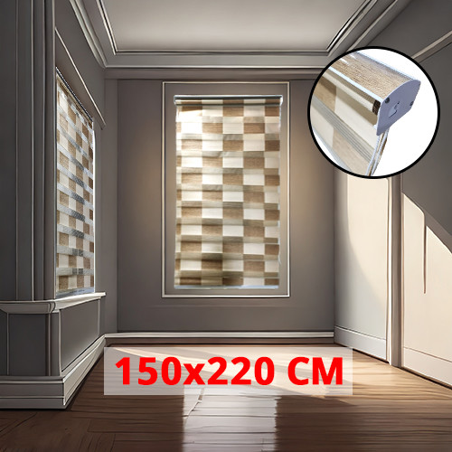 (150*220cm Light Brown with Beige) High Quality Window and Door Roller Blind