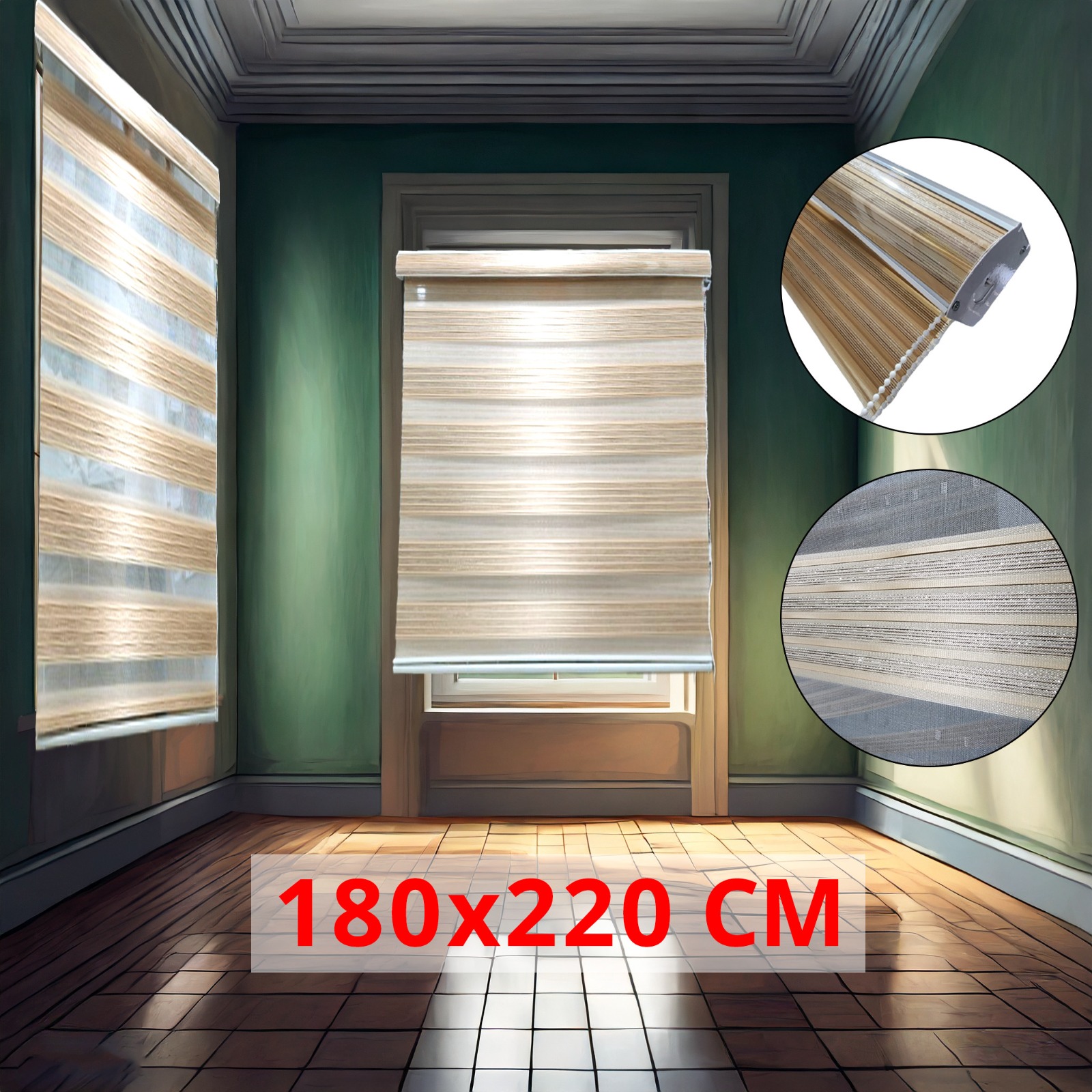 (180*220cm Glossy Beige ) Modern 3D Style Window and Door Roller Blind