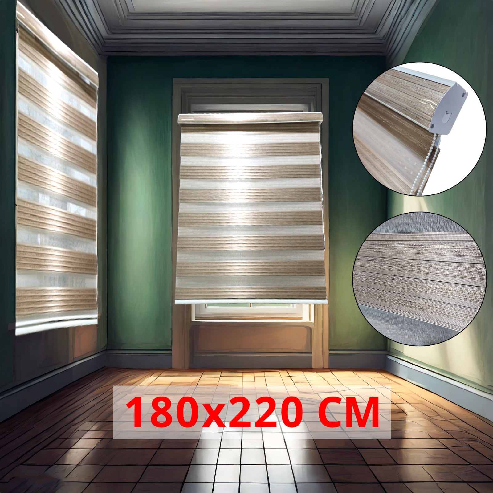 (180*220cm Glossy Brown ) Modern 3D Style Window and Door Roller Blind