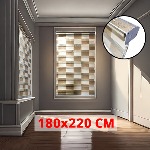 (180*220cm Light Brown with Beige) High Quality Window and Door Roller Blind