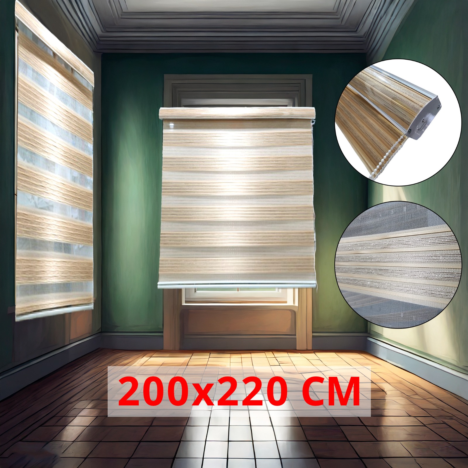 (200*220cm Glossy Beige ) Modern 3D Style Window and Door Roller Blind