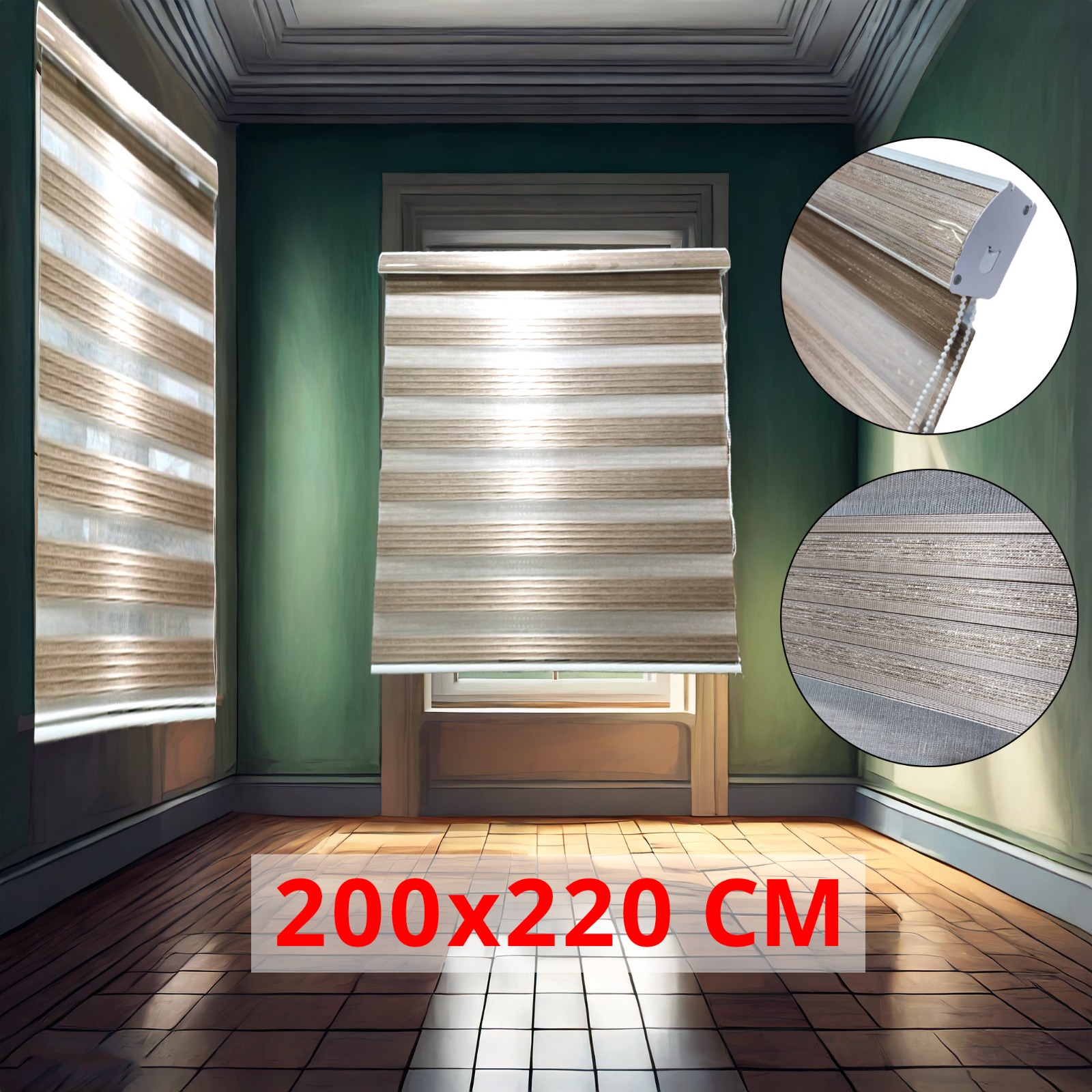 %28200%2A220cm+Glossy+Brown+%29+Modern+3D+Style+Window+and+Door+Roller+Blind