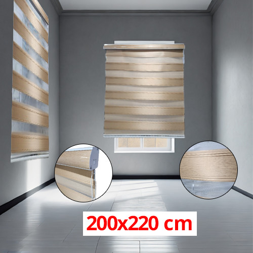 (200*220cm Light Brown) Modern 3D Style Window and Door Roller Blind