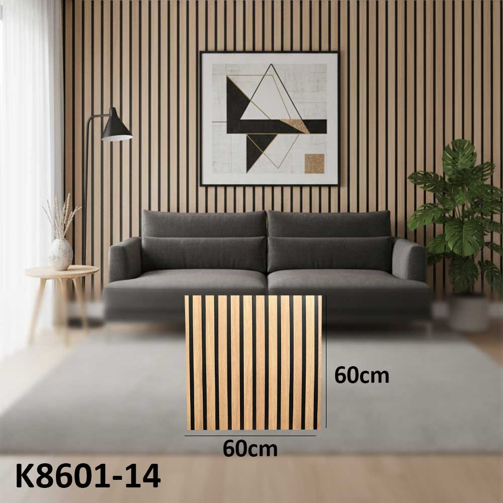 (60X60cm) Black and Wood Striped Panel Wall Sticker Foam Self Adhesive For Wall Decor K8601-14