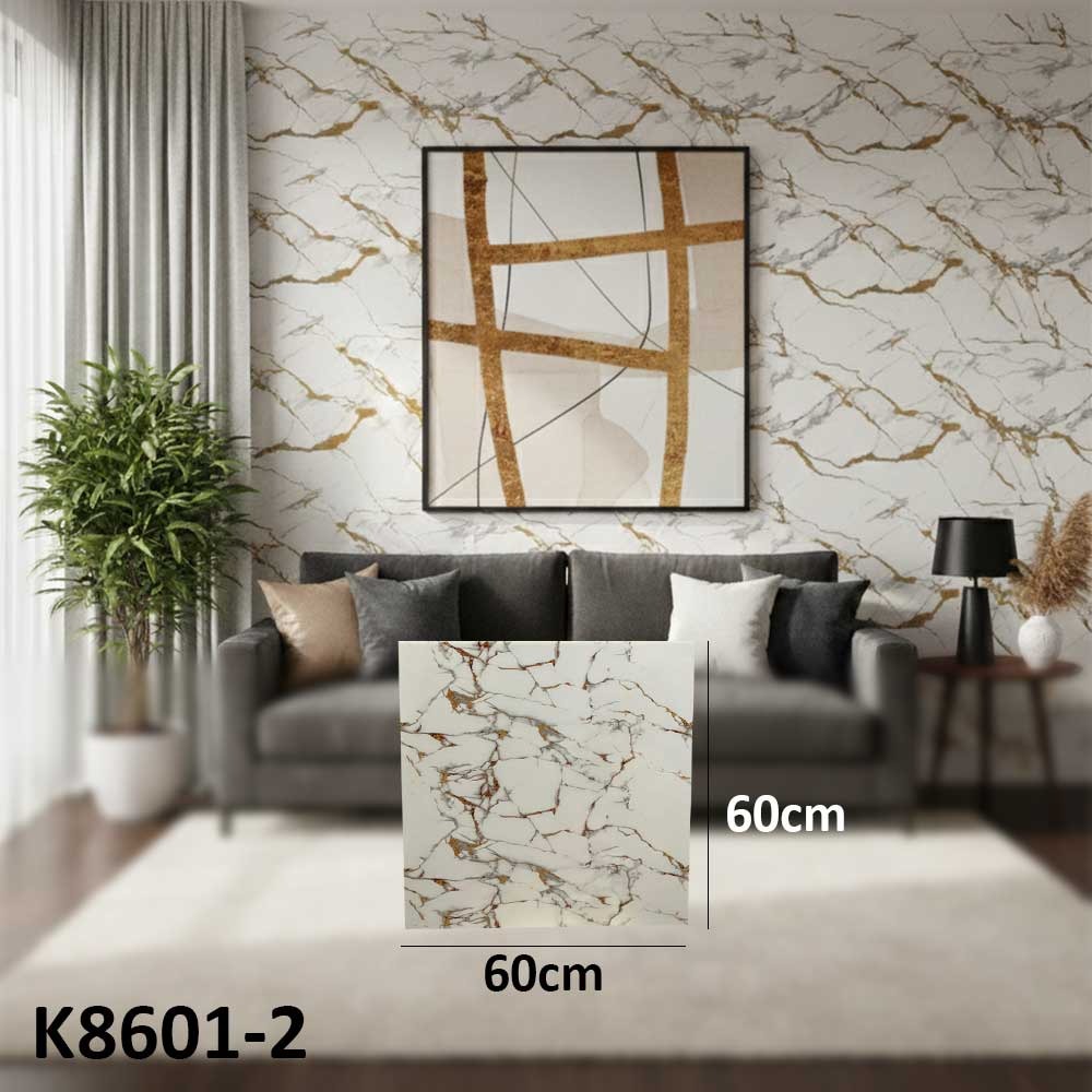 (60X60cm) Calacatta Gold Marble Wall Sticker Foam Self Adhesive For Wall Decor K8601-2
