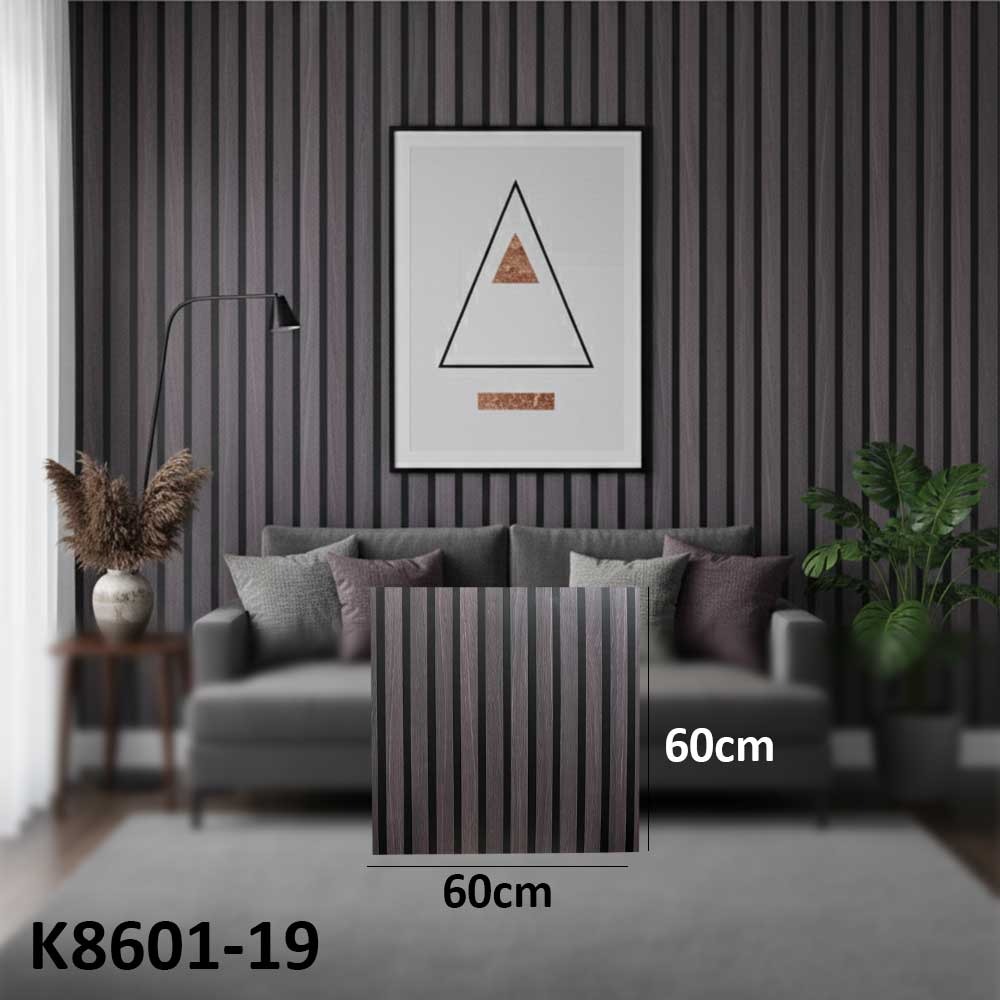 (60X60cm) Dark Striped Wood Panel Wall Sticker Foam Self Adhesive For Wall Decor K8601-19