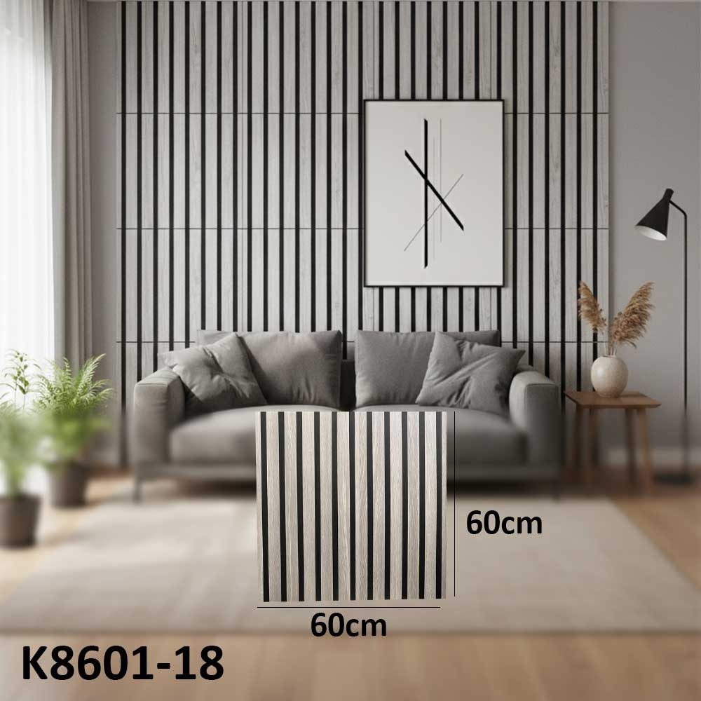 (60X60cm) Grey and Black Striped Panel Two-Tone Wall Sticker Foam Self Adhesive For Wall Decor K8601-18