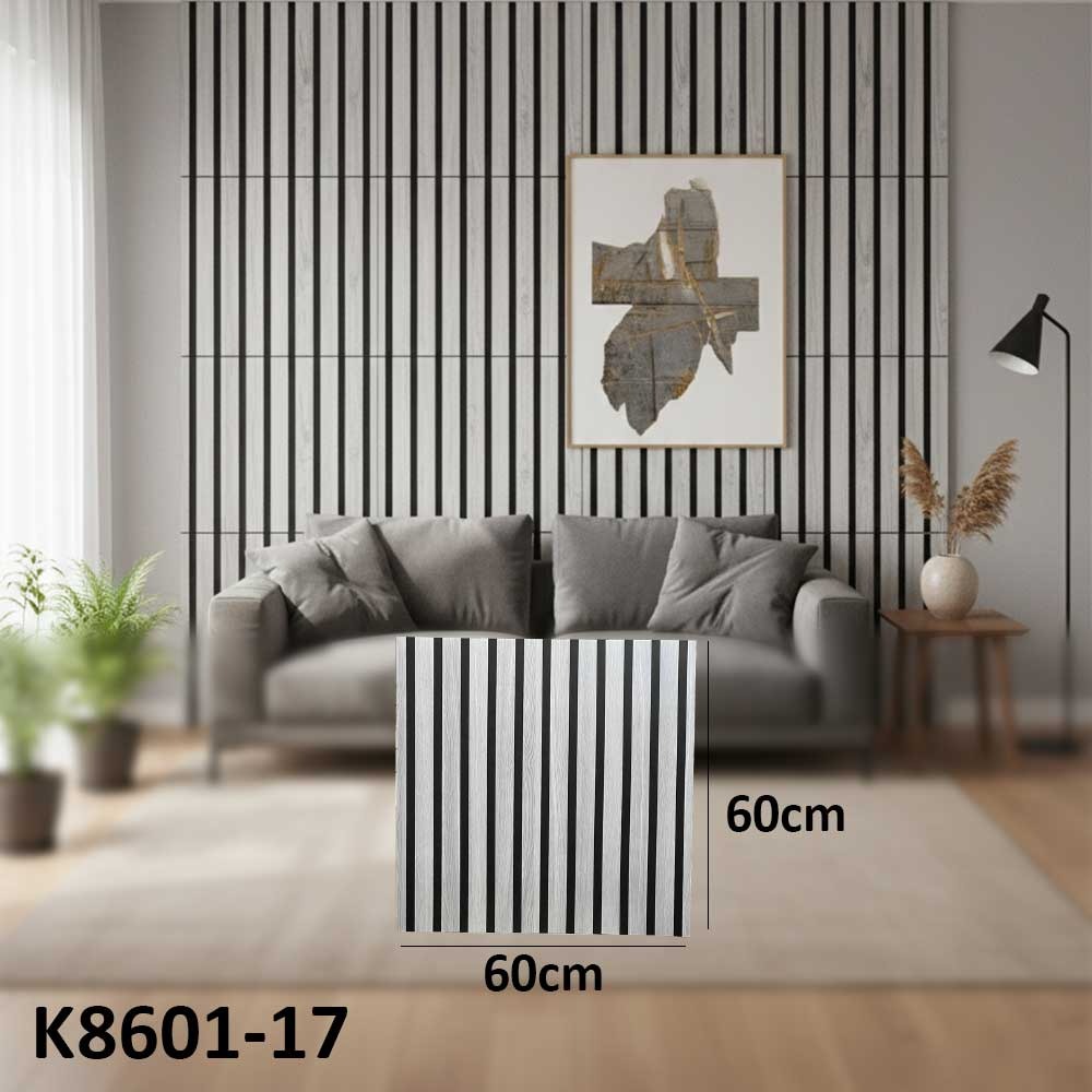(60X60cm) Grey and Black Striped Panel Wall Sticker Foam Self Adhesive For Wall Decor K8601-17