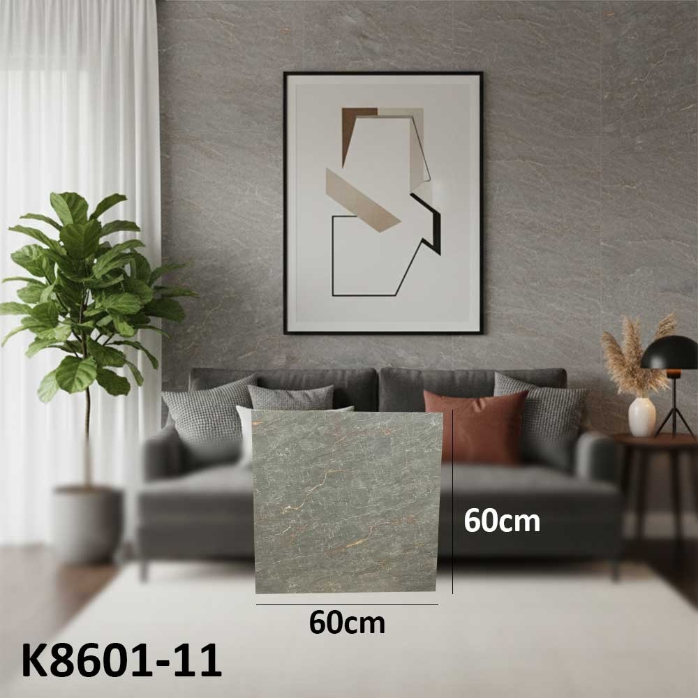 (60X60cm) Grey and Gold Marble Design Wall Sticker Foam Self Adhesive For Wall Decor K8601-11
