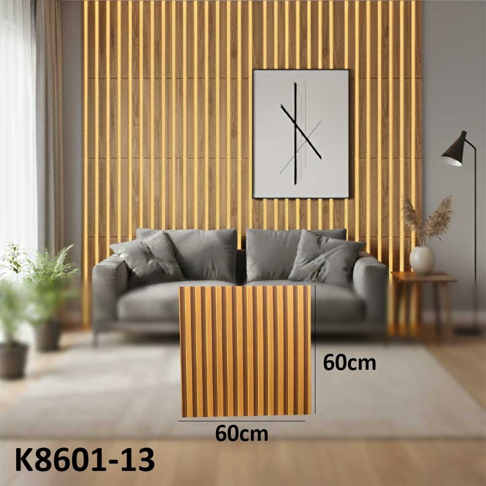 (60X60cm) Two-Tone Wood Panel Striped Wood Panel Wall Sticker Foam Self Adhesive For Wall Decor K8601-13