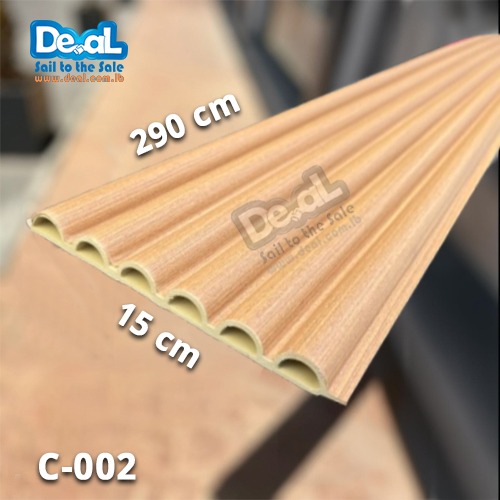 (Natural Wood Color-C002) Semicircle Design WPC Wall Panel 15 x 1.9 x 290cm