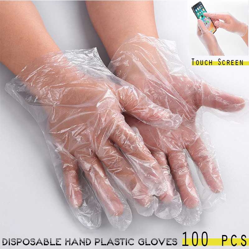 100 pcs Disposable Transparent polyethylene Gloves