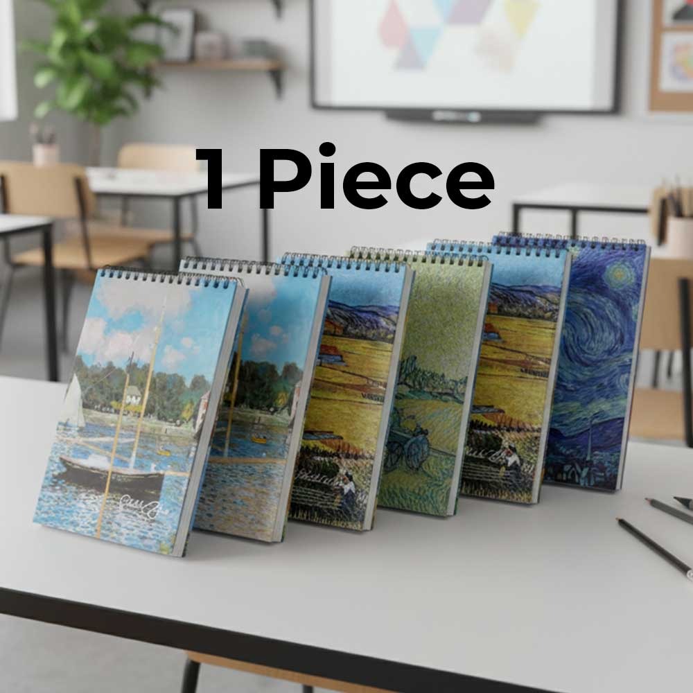 1 Pc Oil Painting Pattern Cover Random Sketchbook,A4 Sketchbook 45 Sheets